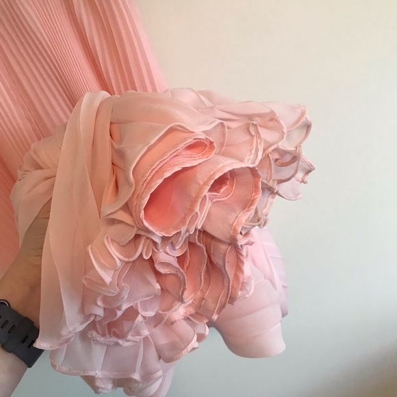 Tony Bowls Pink Beaded Pleated Skirt Prom Dress - Picture 6 of 8